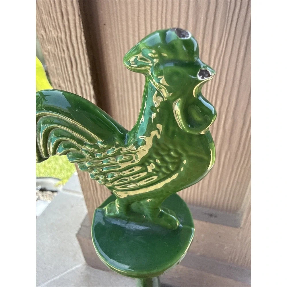 VTG Cast Iron GREEN ROOSTER Paper Towel Holder 15